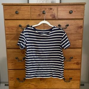 Old Navy Navy and White Striped Knit Tee